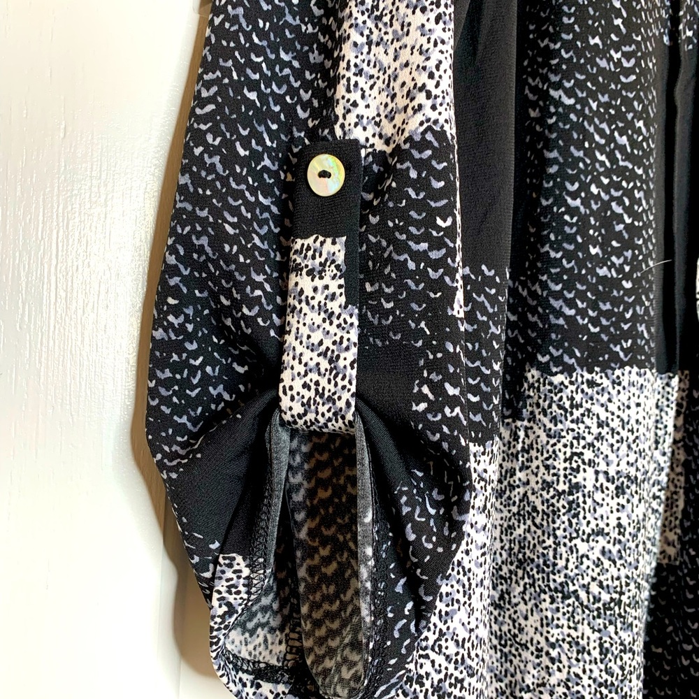 Ava James Stretch Patchwork Print Long Sleeve Blo… - image 4